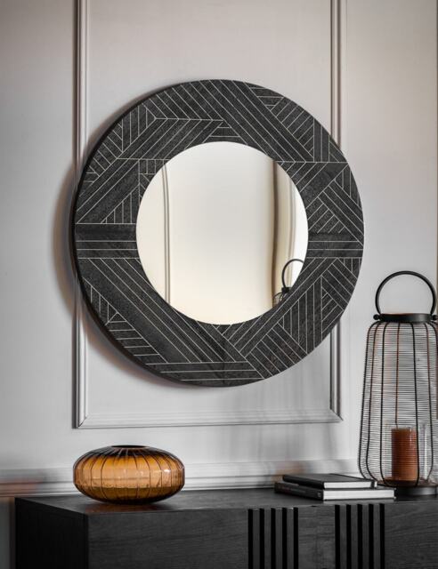 Gallery Direct Kakuda Large Round Wall Mirror Black