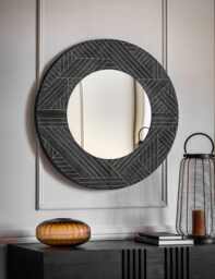 Gallery Direct Kakuda Large Round Wall Mirror Black