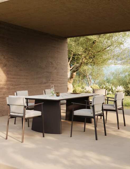 Royalcraft Oryn 6 Seater Garden Dining Set Light Cream