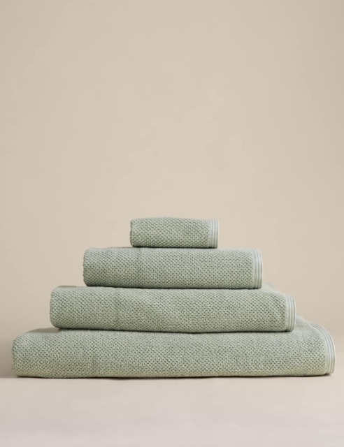 M&S Pure Cotton Rice Weave Bath Towel Sage