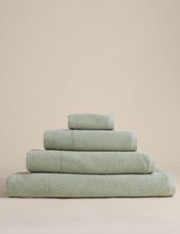 M&S Pure Cotton Rice Weave Bath Towel Sage