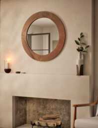 M&S Fredrick Wooden Frame Round Wall Mirror Oak