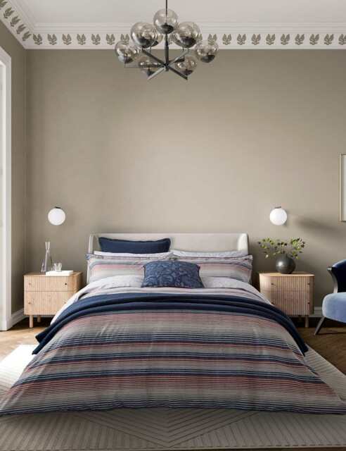 Bedeck of Belfast Pure Cotton Stafford Square Pillowcase Navy Mix