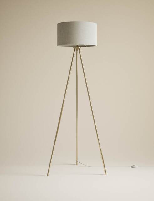 M&S Metal Tripod Floor Lamp Antique Brass