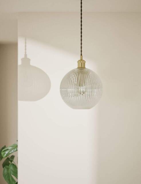 M&S Ridged Glass Ceiling Lamp Shade Champagne
