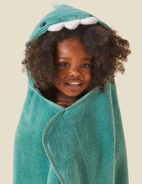 MORI Pure Cotton Dinosaur Hooded Toddler Towel Green