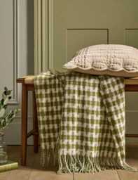 Laura Ashley Knapton Gingham Throw Green Mix