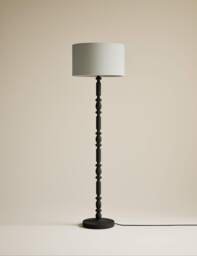 M&S Wooden Bobbin Floor Lamp Black