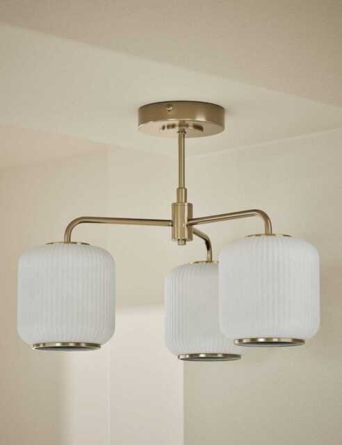 M&S Amelia Flush 3 Way Ceiling Light Antique Brass
