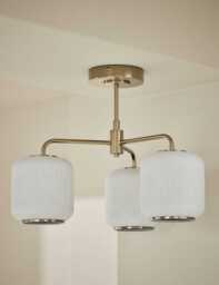 M&S Amelia Flush 3 Way Ceiling Light Antique Brass