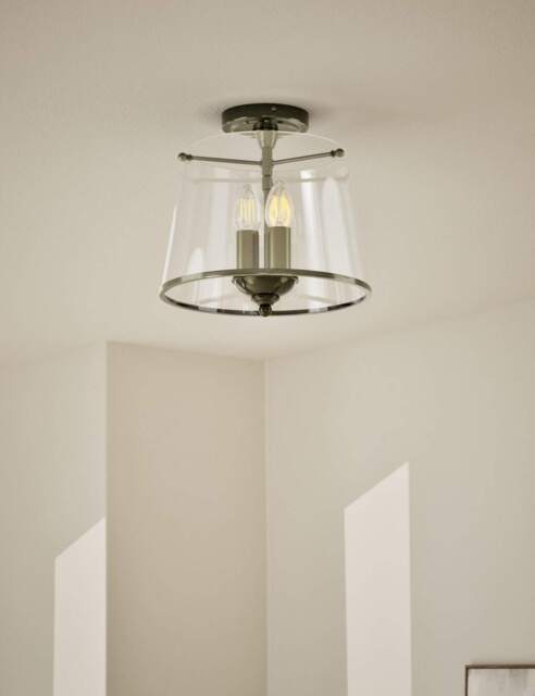 M&S Elisabeth Glass Flush Ceiling Light Antique Brass