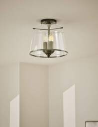 M&S Elisabeth Glass Flush Ceiling Light Antique Brass