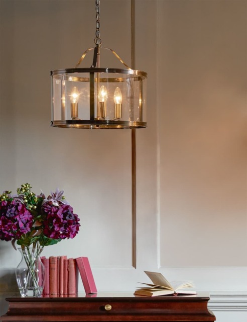 Laura Ashley Harrington 3 Light Pendant Light Antique Brass
