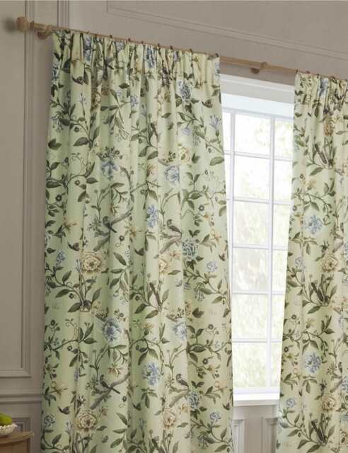 Sanderson Porcelain Garden Chenille Curtains Green Mix