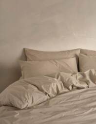 Bedfolk Pure Cotton Washed Duvet Cover Light Brown