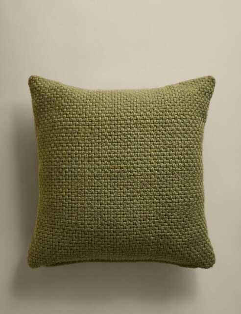 M&S Pure Wool Basket Weave Cushion Dark Green