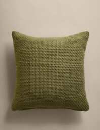 M&S Pure Wool Basket Weave Cushion Dark Green