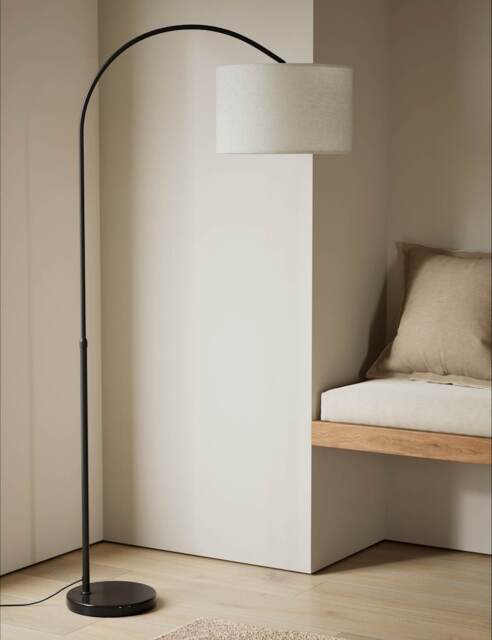 M&S Overreach Marble Base Floor Lamp Black