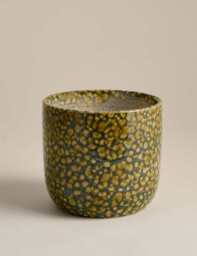 M&S Reactive Glaze Ceramic Planter Dark Green