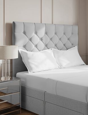 M&S Deep Button Headboard - 4FT6 - Silver, Silver,Grey,Silver Grey,Light Grey,Natural,Navy,Charcoal,Mid Grey,Mink