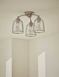 M&S Core Glass & Metal Multi Flush Ceiling Light Silver
