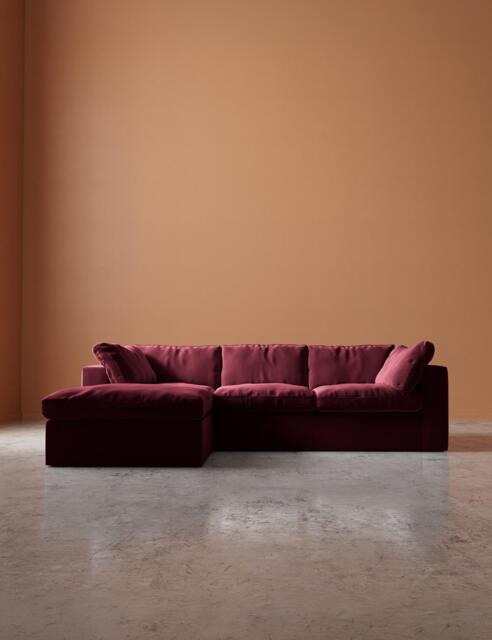 Swoon Easy Velvet Left Corner Sofa Burgundy