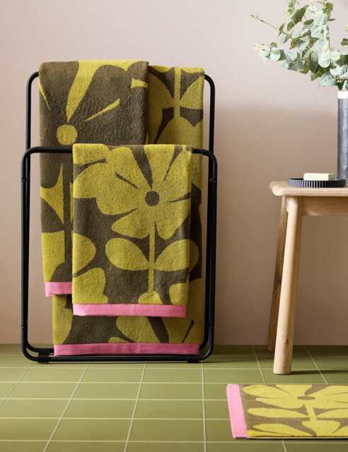 Orla Kiely Pure Cotton Wildflower Towel Yellow Mix
