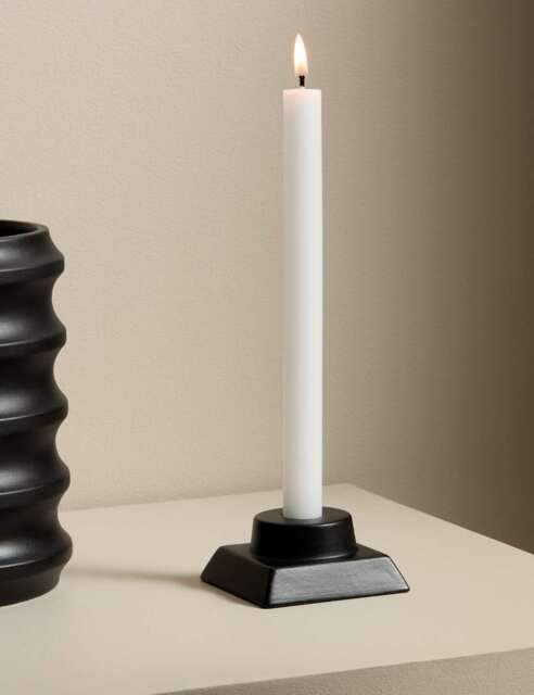 M&S X Kelly Hoppen Block Ceramic Dinner Candle Holder Black