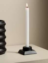 M&S X Kelly Hoppen Block Ceramic Dinner Candle Holder Black