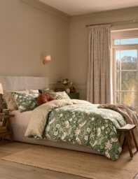 William Morris At Home Pure Cotton Strawberry Thief Bedding Set Green Mix
