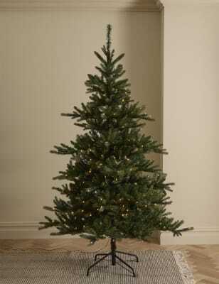 M&S Collection 7ft Pre-lit Noble Christmas Tree - Green, Green