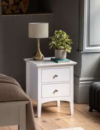 Gallery Direct Hastings White 2 Drawer Bedside Table Soft White