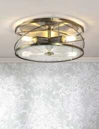 Laura Ashley Beckworth 3 Light Flush Ceiling Light Antique Brass