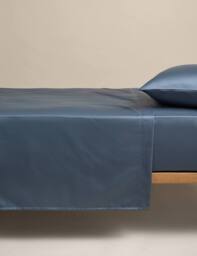 M&S Egyptian Cotton 400 Thread Count Silky Flat Sheet Slate Blue