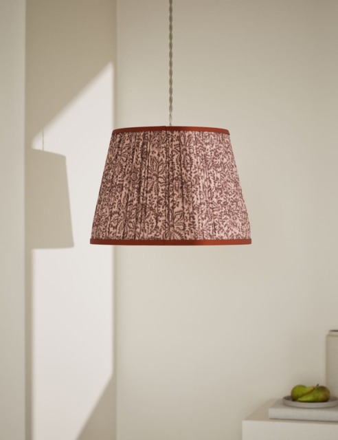 M&S Paisley Pleated Lamp Shade Red