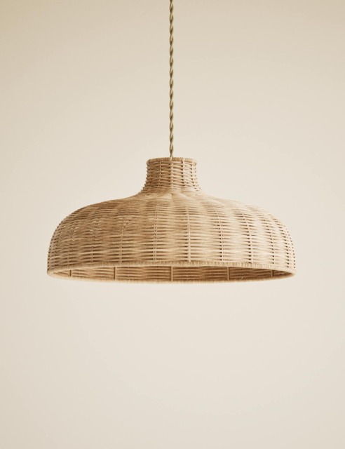 M&S Rattan Easy Fit Ceiling Lamp Shade Light Brown