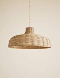 M&S Rattan Easy Fit Ceiling Lamp Shade Light Brown