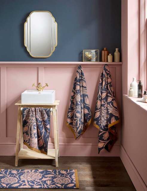 William Morris At Home Pure Cotton Wild Tulip Towel Navy Mix