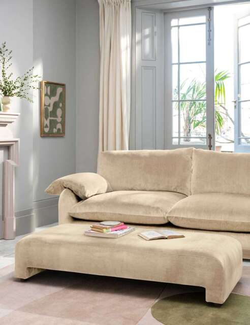 BARKER AND STONEHOUSE Orson Chenille Footstool Neutral
