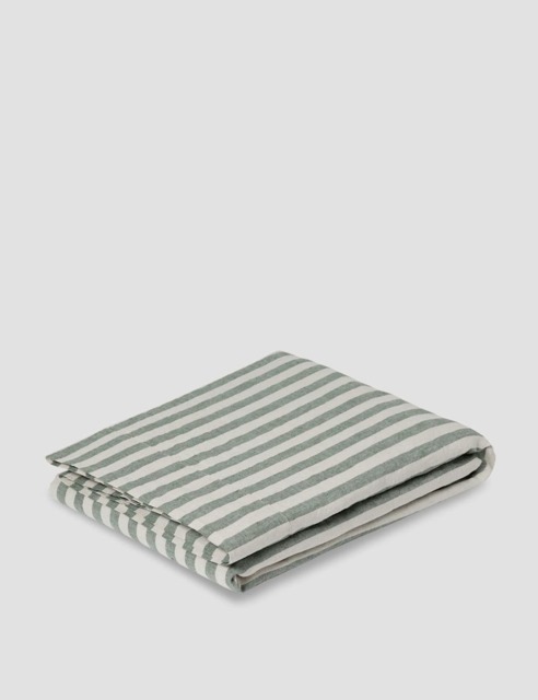 Piglet In Bed Linen Rich Striped Flat Sheet Green Mix