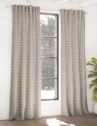 M&S Chenille Gingham Multiway Blackout Curtains Dark Grey Mix