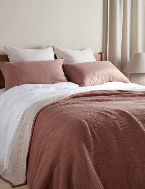Bedfolk Pure Cotton Reversible Extra Large Throw Multi