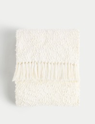 M&S Pure Cotton Bouclé Throw Cream