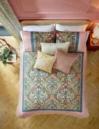 William Morris At Home Pure Cotton Sateen Kelmscott Bedding Set Navy Mix
