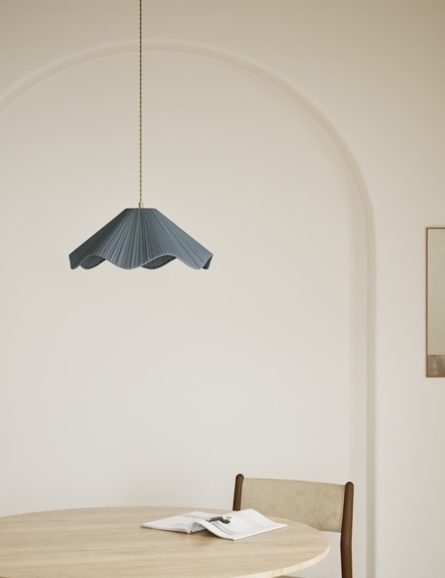 M&S Wave Pleated Easy Fit Ceiling Lamp Shade Blue