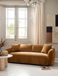 BARKER AND STONEHOUSE Cocoon Chenille 2 Seater Curved Sofa Yellow
