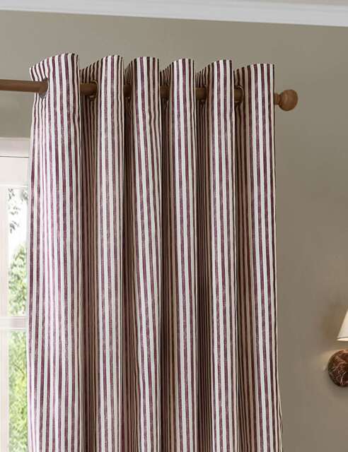 YARD Hebden Striped Blackout Eyelet Curtains Red Mix