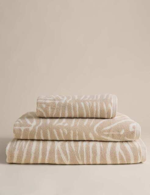 M&S Pure Cotton Zebra Patterned Towel Natural Mix