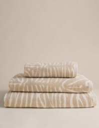 M&S Pure Cotton Zebra Patterned Towel Natural Mix