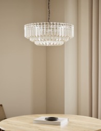 M&S 3 Tiered Glass Chandelier Champagne
